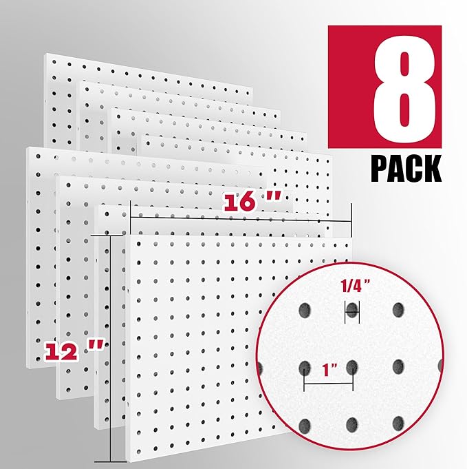 Spampur Peg Board, 8 Pack Metal PegBoard Organizer - Image 3