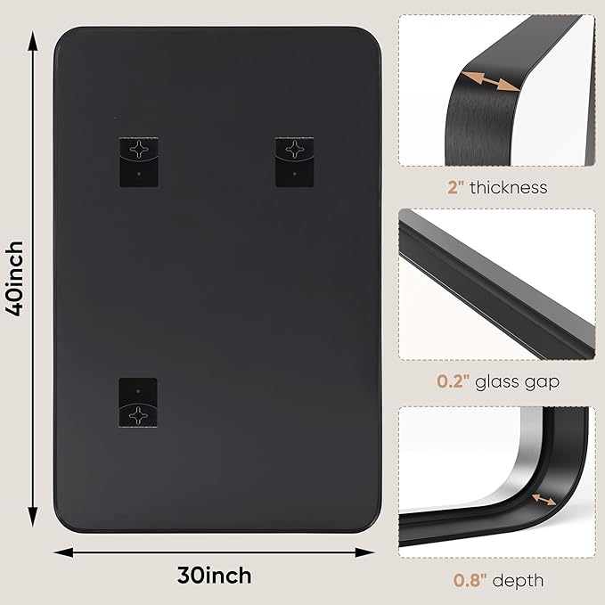NEWBULIG 30X40 Inch Bathroom Wall Mirror, Vanity Bathroom Mirrors - Image 2