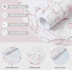 Yasinet Pink Floral Wallpaper Boho Peel and Stick Wallpaper Pink and White - Image 4