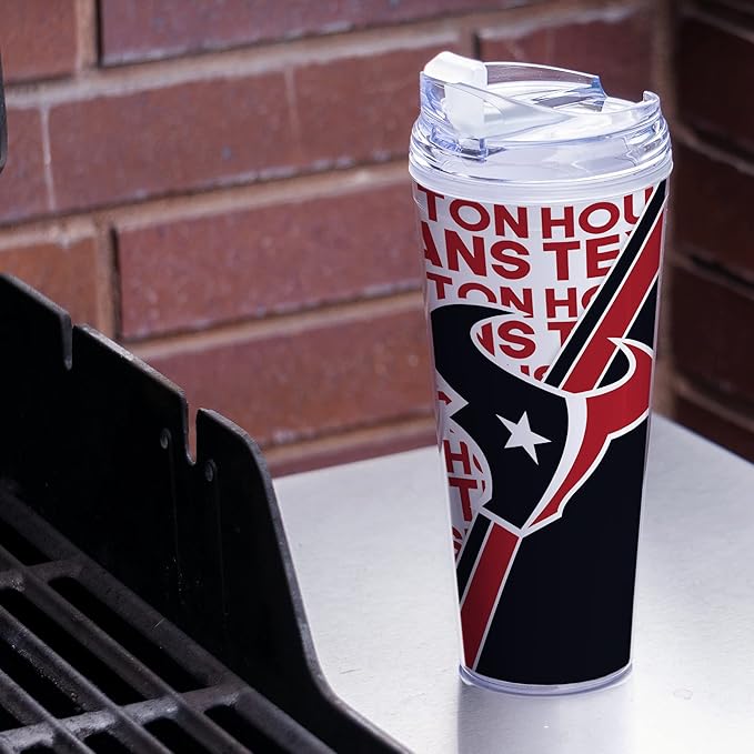 NFL Football 24oz Acrylic Tumbler with Hinged Lid, Officially Licensed Double Wall Tumbler for NFL Fans