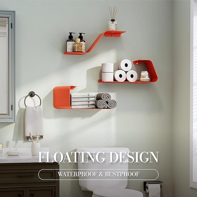 Sttoraboks Floating Wall Shelves Set of 3, Metal Mounted Shelf - Image 5