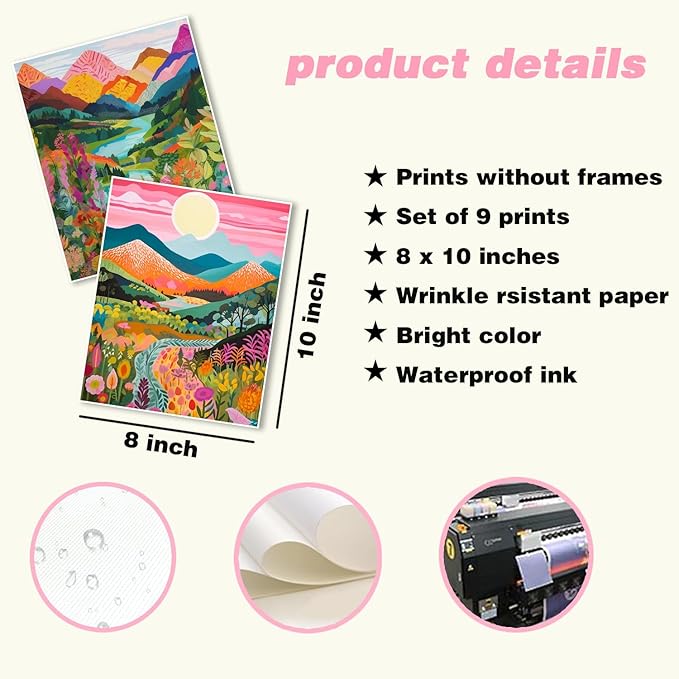 Plant Floral Landscape Wall Art Set of 9, Colorful Abstract Nature Landscape - Image 3
