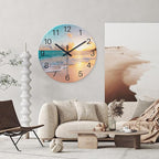Round Blue Glass Office Wall Clock Decorative 24 Inch Beach Extra Large Wall - Image 2