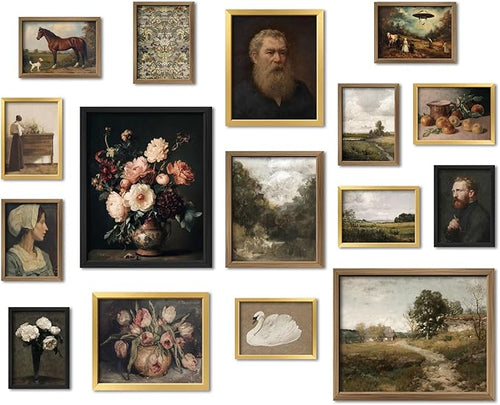 16 PCS Framed Vintage Wall Art Decor, Moody Victorian Gothic Dark Academia by ANERZA