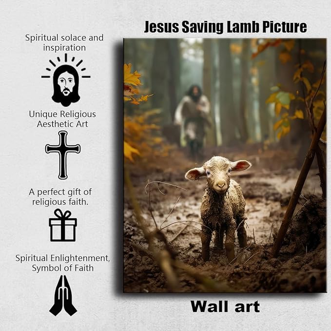 Large wall art for living room Jesus Running After Lost Lamb Picture for home - Image 9