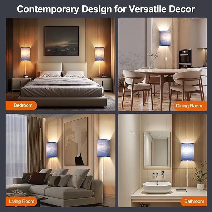 Plug in Wall Sconces Set of Two: Wall Lights - Image 6