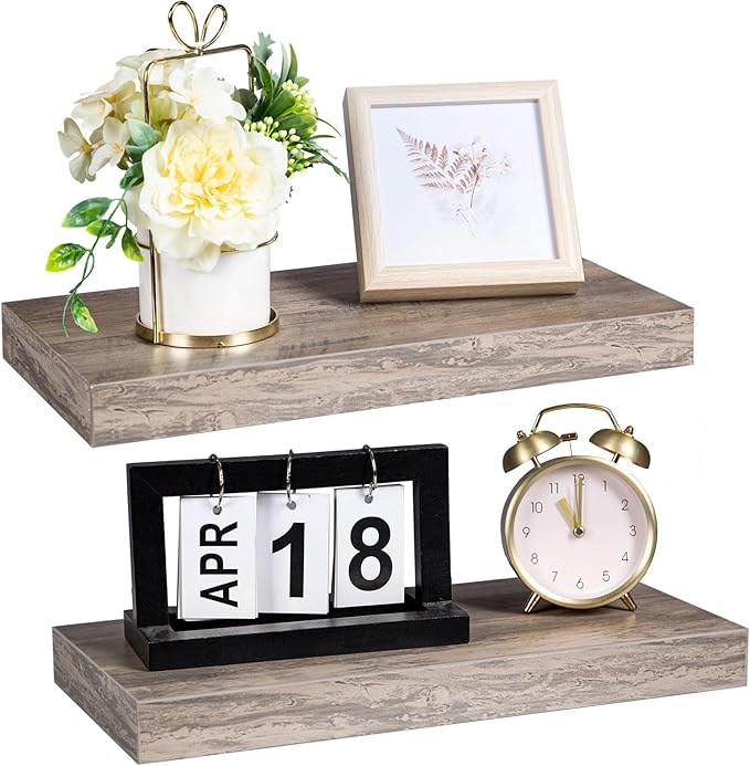 HOOBRO Floating Shelves for Wall, Wall Mounted Shelf Set of 2, 15.7" Hanging - Image 9