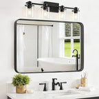 Bathroom Mirror 30x22 Inch Black Metal Frame Rectangle Vanity Mirror - Image 2