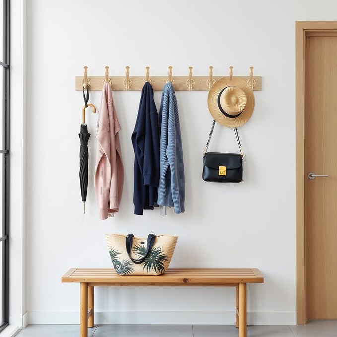 8 Pack Coat Hooks Wall Mount Heavy Duty Utility Retro Double Hooks - Image 6
