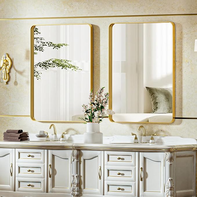 VooBang Bathroom Mirror 24x32 inch, Modern Round Corner Bathroom Vanity Mirror - Image 8