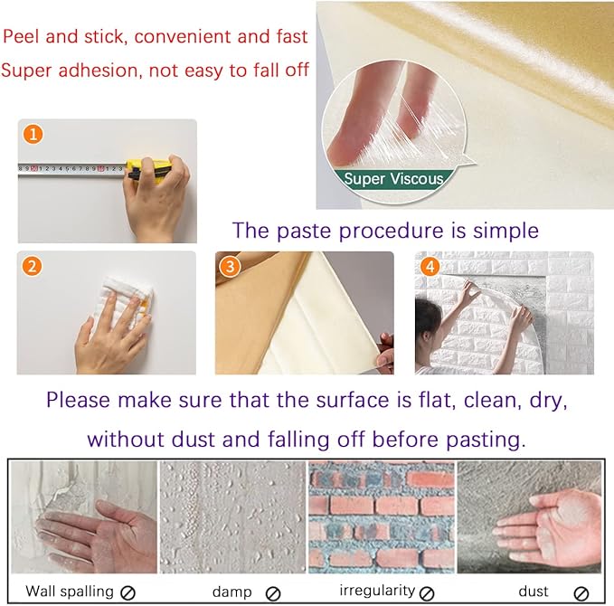30PCS 3D Wall Panels Peel and Stick Faux Brick Wallpaper Pink Self Adhesive - Image 6