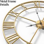 Cuspin 36 Inch Large Gold Wall Clock, Battery Operated Silent Non Ticking Metal - Image 4