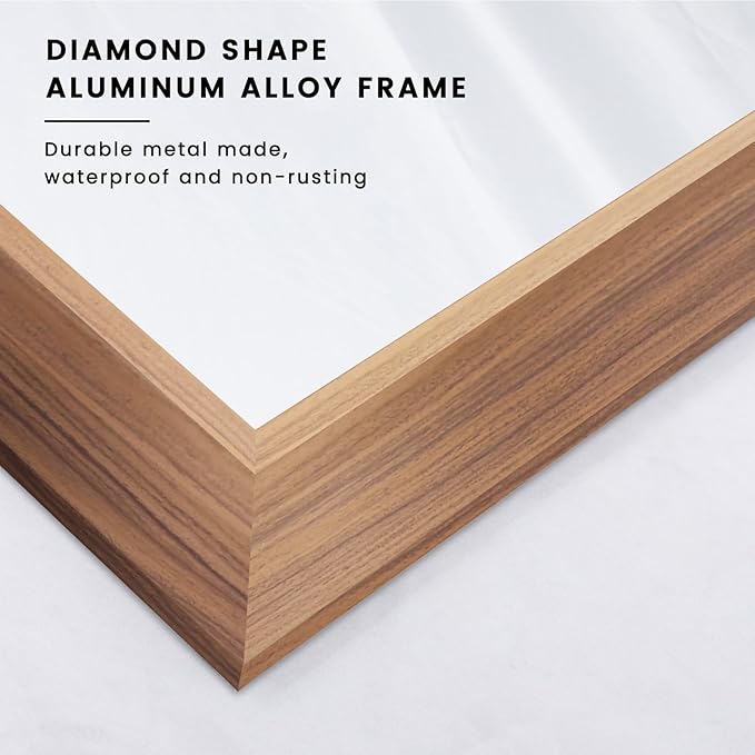 Amorho Bathroom Mirror, 48 X36 Inch Wall Mirror, Walnut Wood Grain Metal Framed - Image 2