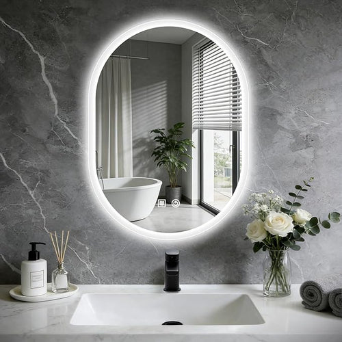 20x28 LED Bathroom Mirror with Lights Oval, Lighted Bathroom Vanity Mirror by Unknown