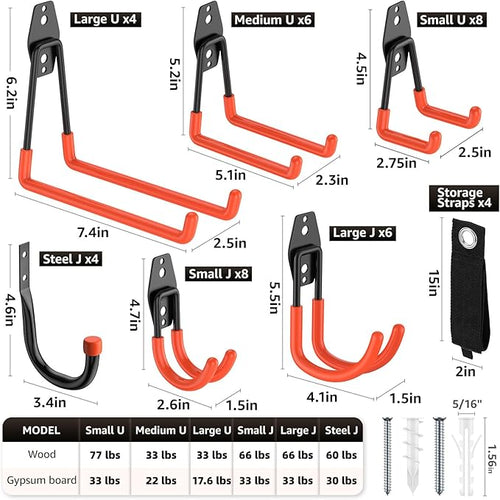 40 Pack Garage Hooks, Heavy Duty Steel Wall Mount Utility Hangers - Image 2