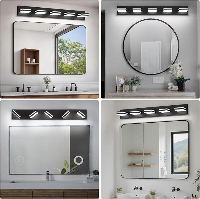 Modern LED Bathroom Lights Fixtures, Metal Black Acrylic Wall Lighting - Image 7