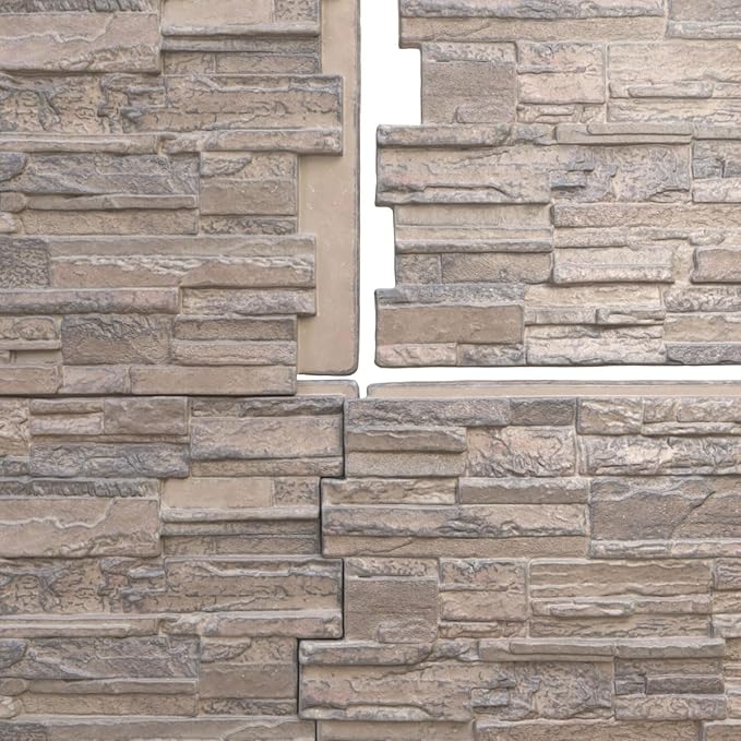 EverStone Cascade Faux Stone Panel, 48 5/8"W x 24 3/4"H x 1 1/4"D, Polermo Color - Image 9