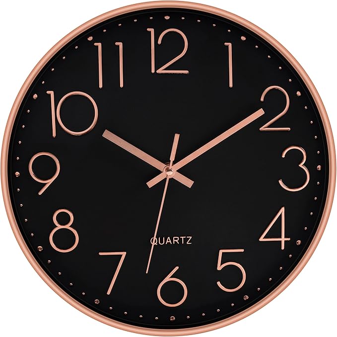 Foxtop Modern Wall Clock 12 Inch Non-Ticking Silent Battery Operated Round by Foxtop