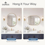 DUMOS 20" x 30" Oval Bathroom Mirror, Tempered Glass, Morden Vanity Mirror - Image 4