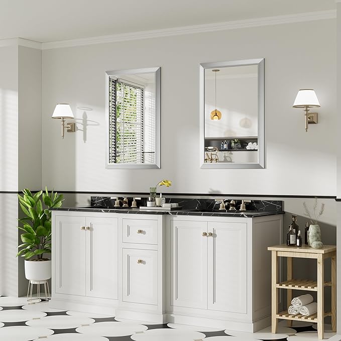 24x36 Inch Brushed Silver Bathroom Mirror - Image 5