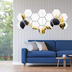 Shappy 32 Pcs Hexagon Mirror Wall Stickers Removable Silver Acrylic Mirror - Image 5