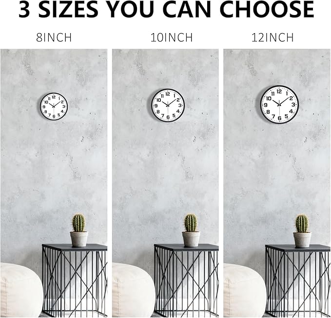 Wall Clock, 8inch Modern Silent Non-Ticking Wall Clocks Battery Operated - Image 9