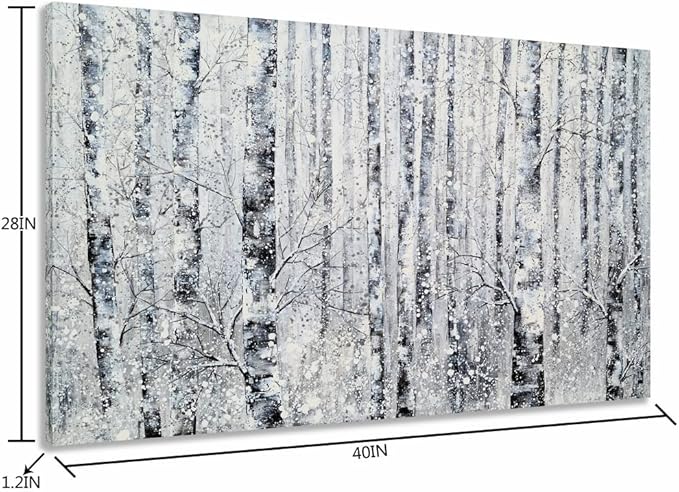 Yihui Arts - One Panel Canvas Wall Art Snowy White Forest Picture Art Print - Image 2