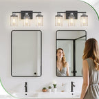 DORESshop 17 Inch Bathroom Light Fixtures, 3-Light Black and Nickel Bathroom - Image 7