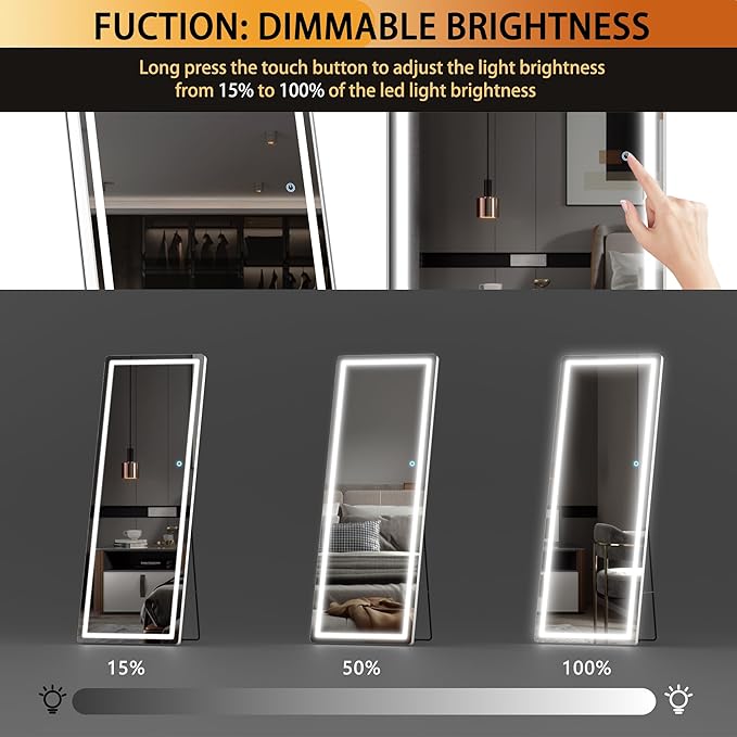 Hasipu Full Length Mirror with Lights, Full Body Dressing Standing, Hanging - Image 4