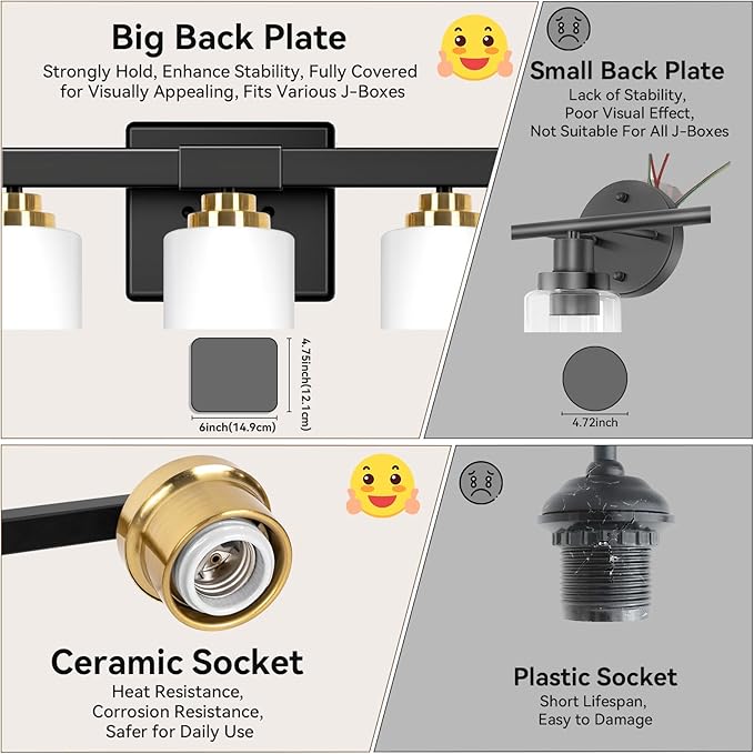5-Light Bathroom Light Fixtures, Classic Wall Light Fixture - Image 7