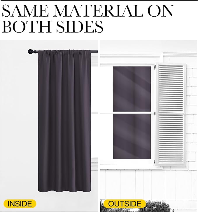 NICETOWN Blackout Curtains for Bedroom, 1 Pair, 62 by 63-inch, Window Treatment - Image 5