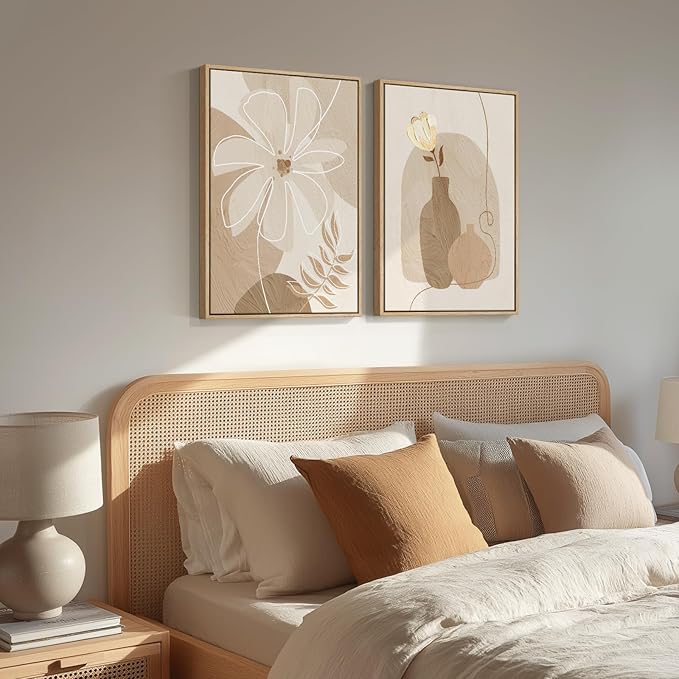 Framed Neutral Boho Floral Wall Art - Image 2