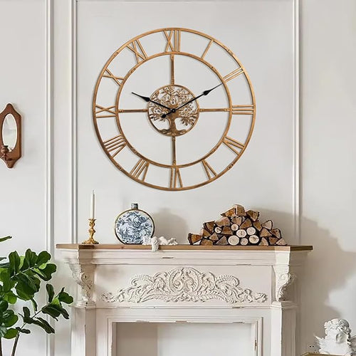 40 Inch Large Wall Clock for Living Room – Bronze Metal Clock by WallClockDecor