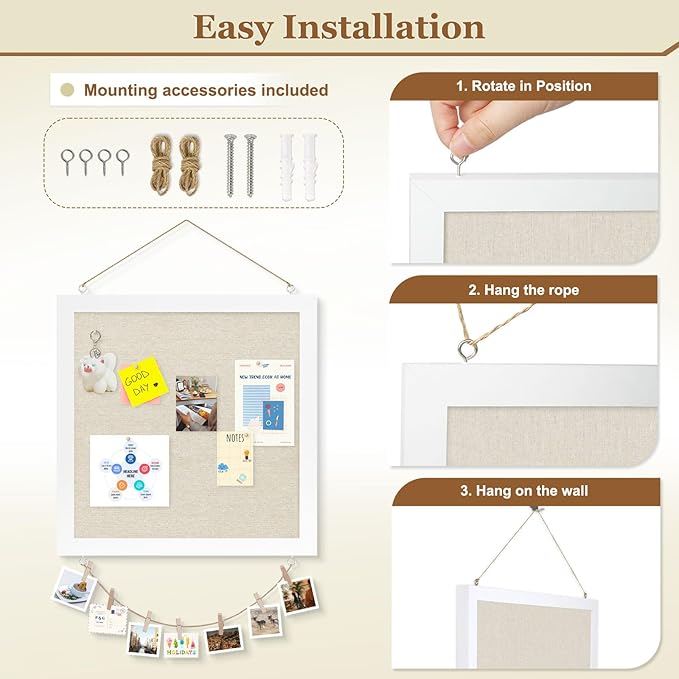 Double-Sided Cork Board with Linen, Picture Display Vision Board Kit Corkboards - Image 4