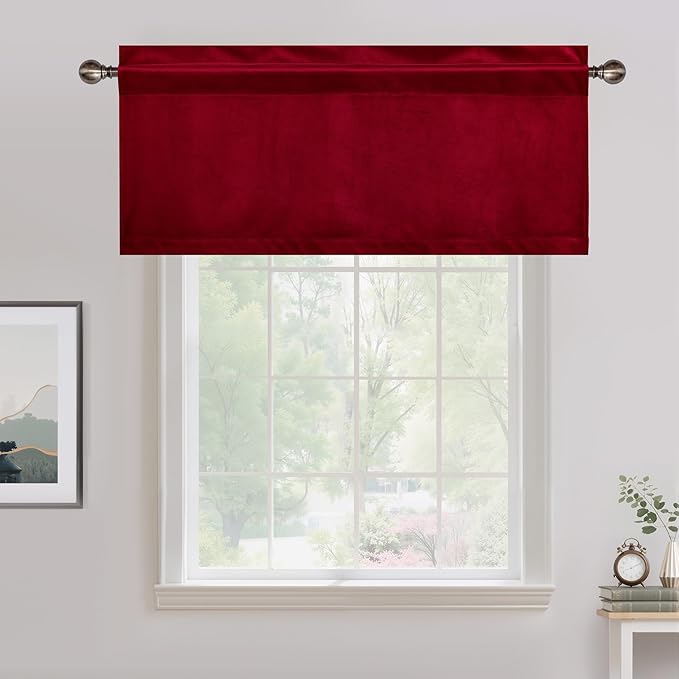 NICETOWN Red Velvet Valance Curtains - Image 6