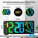 18" Digital Wall Clock Large Display, 11 RGB Color Changing Large Digital Wall - Image 5