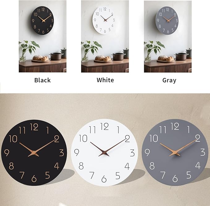 Mosewa Wall Clock 8 Inch Gray Battery Operated Silent Non Ticking Simple Modern - Image 8