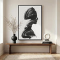Modern Framed Black and White Abstract Wall Art, Minimalist Elegant Canvas by Cuspin