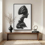 Modern Framed Black and White Abstract Wall Art, Minimalist Elegant Canvas by Cuspin