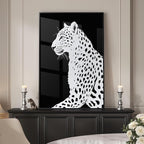 Framed Modern Animal Black and White Wall Art, Large Leopard Animal Prints by Cuspin