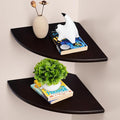 Gieanoo Floating Corner Shelves Set 2 12inch Walnut Solid Oak Rounded Corner by GIEANOO