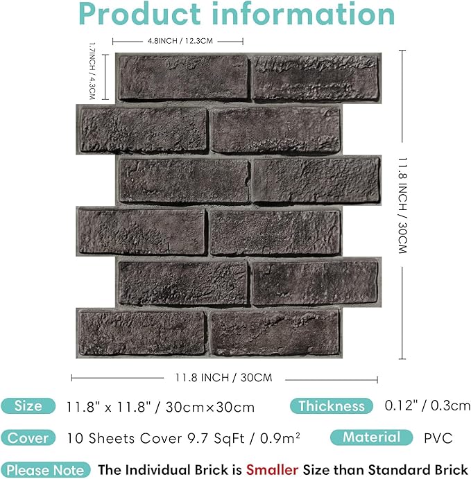 Commomy 3D Faux Brick Wallpaper Wall Tiles - Image 6