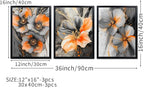iKNOW FOTO 3 Piece Orange and Grey Abstract Flower Canvas Wall Art - Image 7