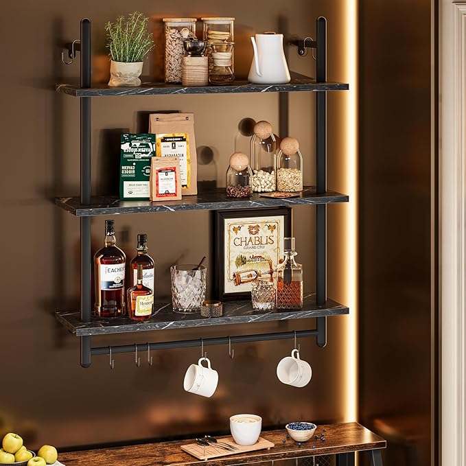 Bestier Floating Pipe Shelving, 31.5" Floating Kitchen Shelves Wall Mounted - Image 5