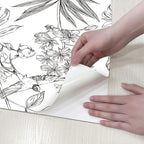 JiffDiff White and Black Wallpaper Peel and Stick Sketched Peony Floral - Image 6