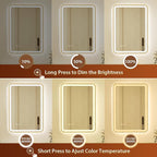 20x28 Inch Gold Framed LED Bathroom Mirror - Image 3