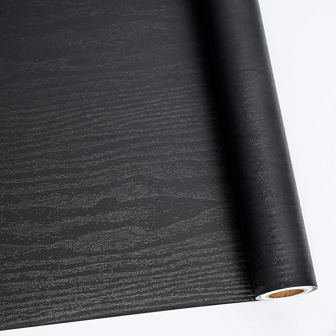 Abyssaly Black Wood Peel and Stick Wallpaper 11.78 in X 590 in Decorative by Abyssaly