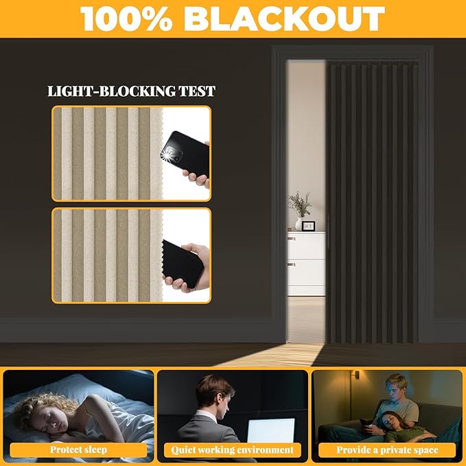 AJAZZ 100% Blackout Magnetic Door Curtain Accordion Doors Interior Folding - Image 4