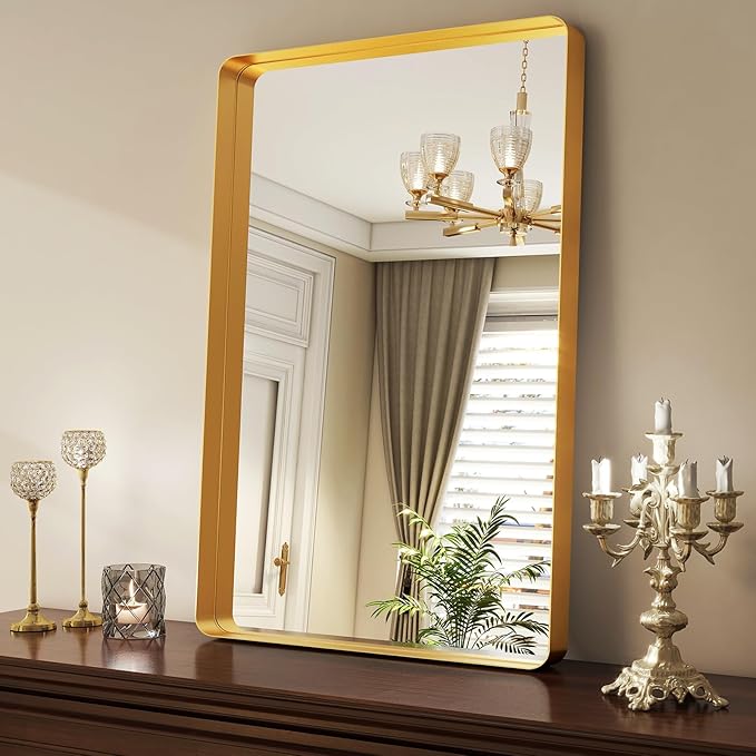 Easly 36 x 24 Inch Gold Bathroom Mirror - Image 4