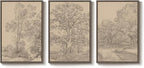 Large Vintage Framed Neutral Landscape Wall Art - Image 9